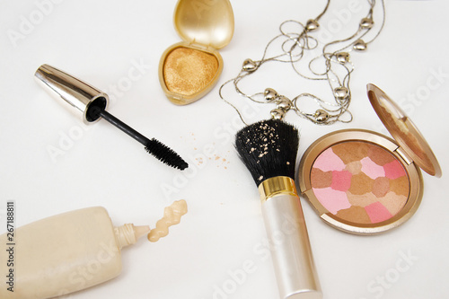 decorative cosmetics for the face on a white background