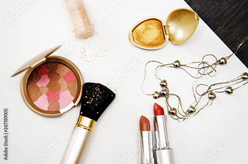 decorative cosmetics for the face on a white background