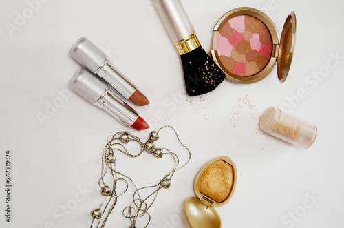 decorative cosmetics for the face on a white background