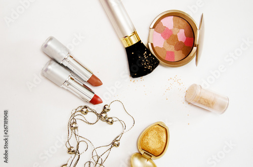 decorative cosmetics for the face on a white background