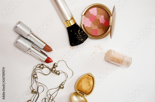 decorative cosmetics for the face on a white background