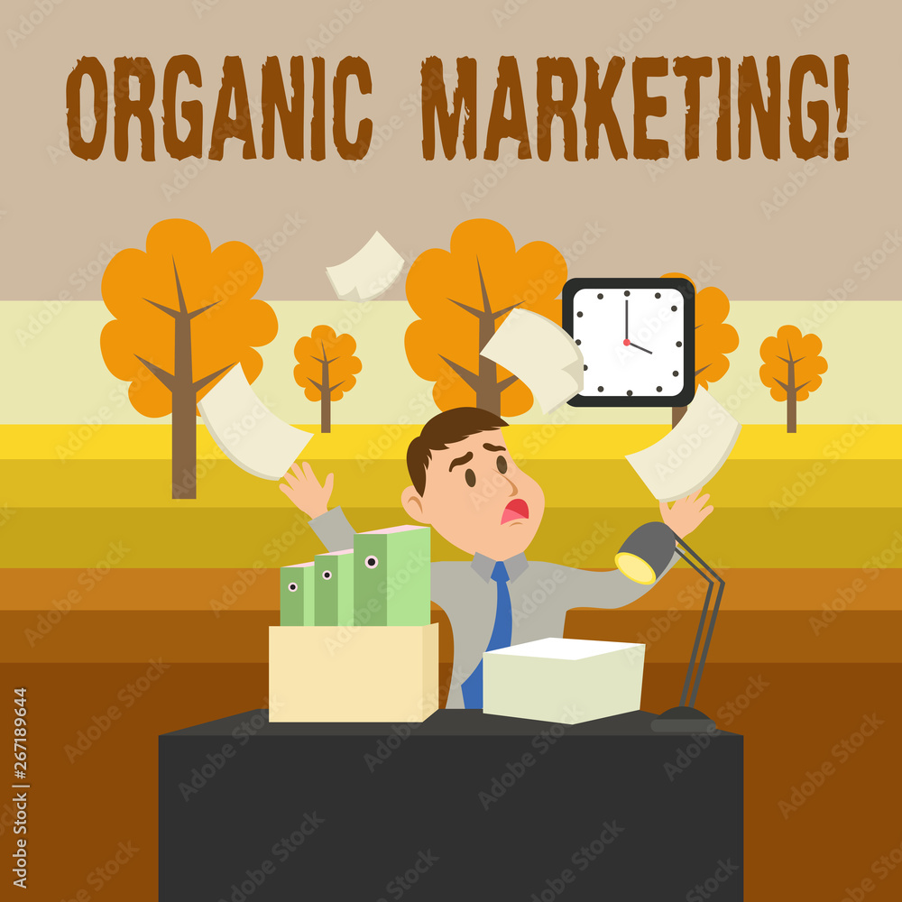Conceptual hand writing showing Organic Marketing. Concept meaning getting your customers to come to you naturally over time Conceptual hand writing showing Organic Marketing. Concept meaning getting your customers to come to you naturally over time
