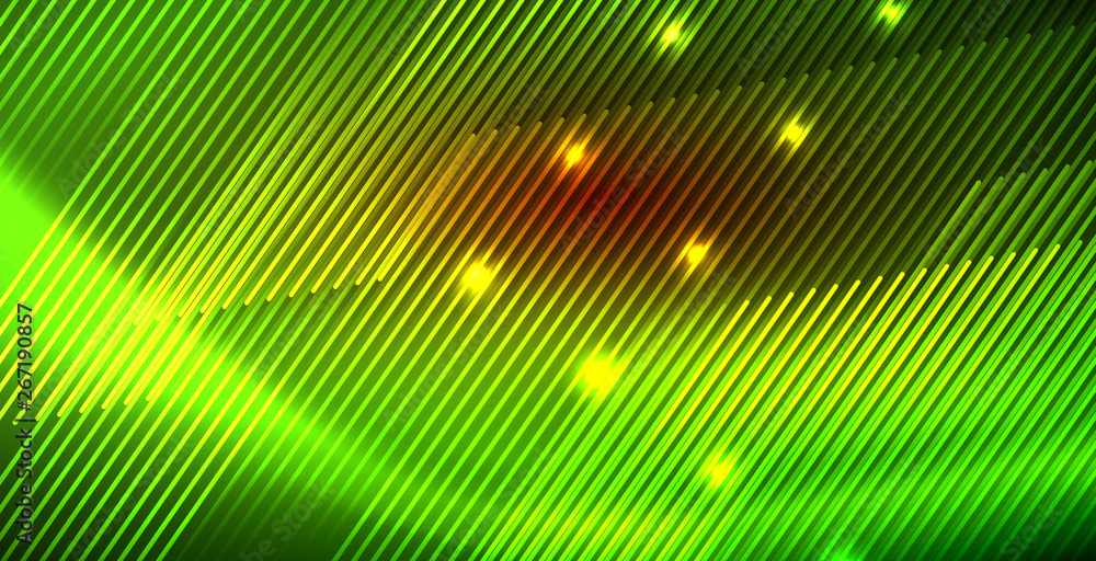 Naklejka premium Neon glowing wave, magic energy and light motion background