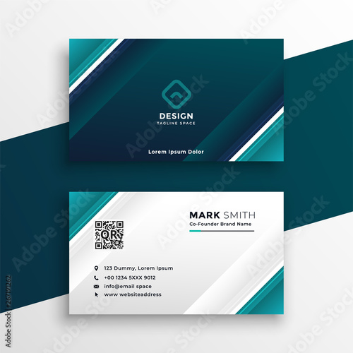 turquoise geometric business card design