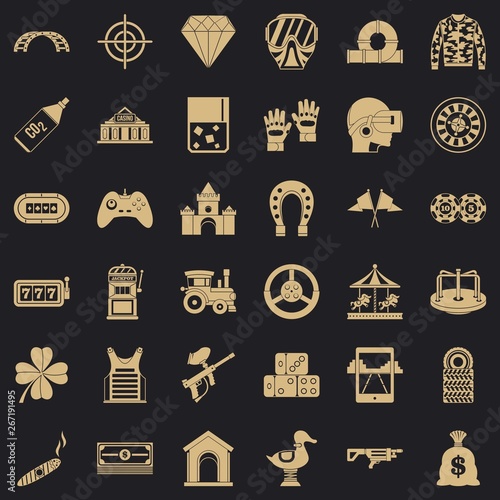 Slot machine icons set. Simple style of 36 slot machine vector icons for web for any design