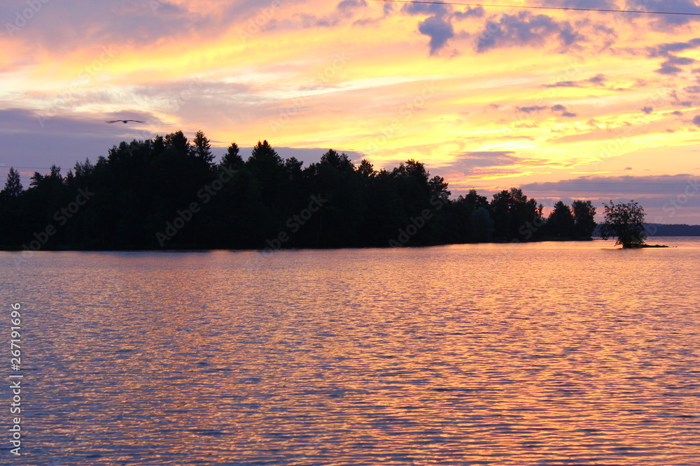 sunset over lake sunset over lake