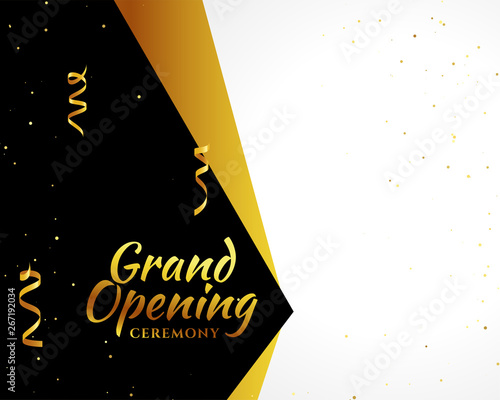 grand opening golden banner with text space