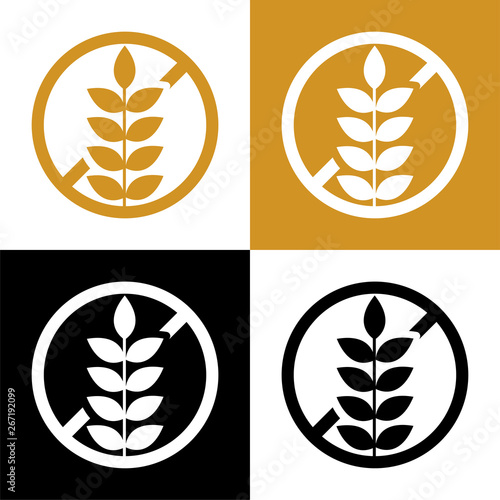 gluten free symbol icon or label set