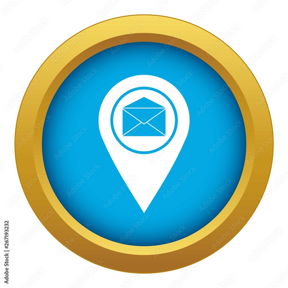 Marker location with envelope sign icon blue vector isolated on white background for any design Marker location with envelope sign icon blue vector isolated on white background for any design