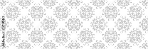 Floral gray seamless pattern. On white background