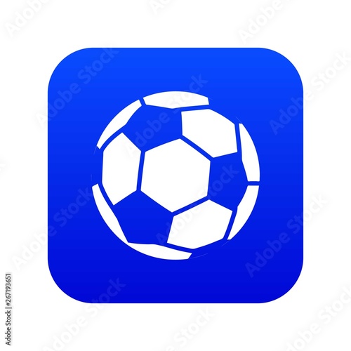 Soccer icon blue vector isolated on white background