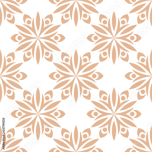 Floral seamless pattern. Beige design on white backdrop