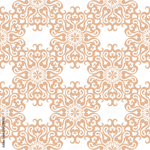 Beige and white seamless pattern. Floral background