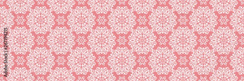 Floral seamless pattern. White flowers on pink background © Liudmyla