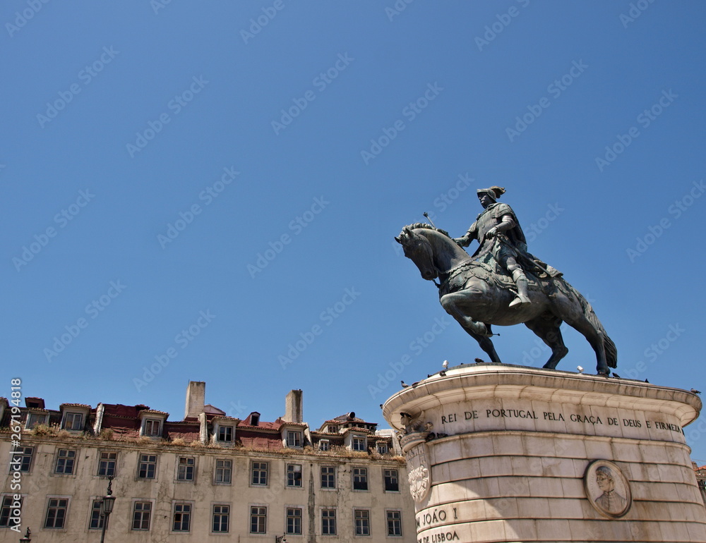 Equestrian statue of King Joao I at Figueras Square in Lisbon - Portugal Equestrian statue of King Joao I at Figueras Square in Lisbon - Portugal