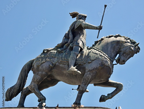 Equestrian statue of King Joao I at Figueras Square in Lisbon - Portugal photo
