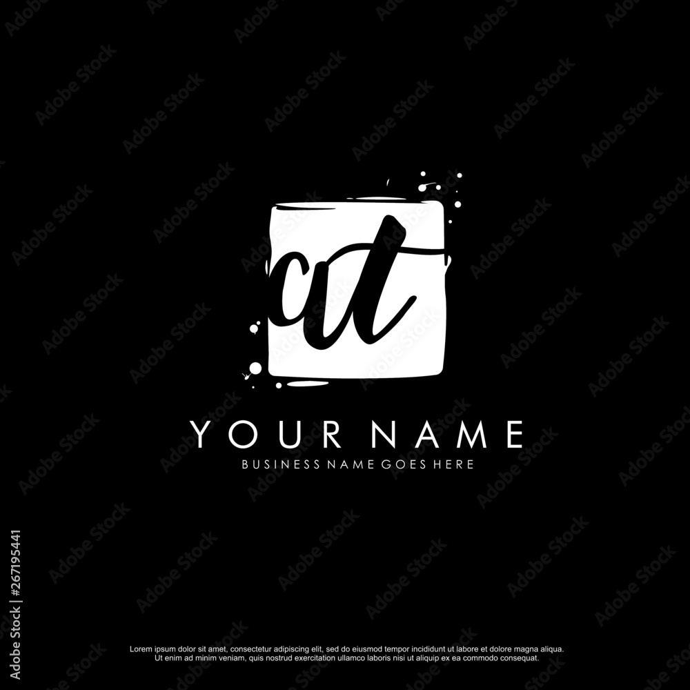 A T AT initial square logo template vector