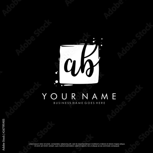 A B AB initial square logo template vector