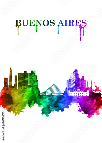 Buenos Aires Argentina skyline Portrait Rainbow