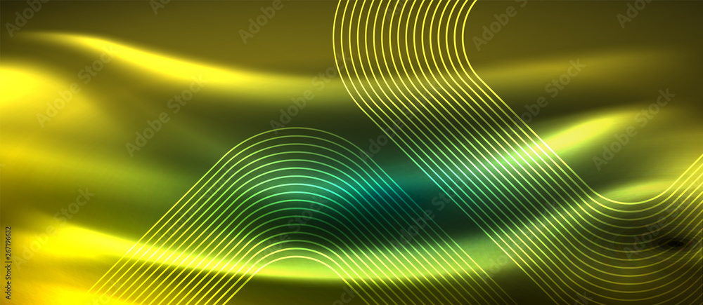 Dark background with neon glowing elements, shiny motion concept Dark background with neon glowing elements, shiny motion concept