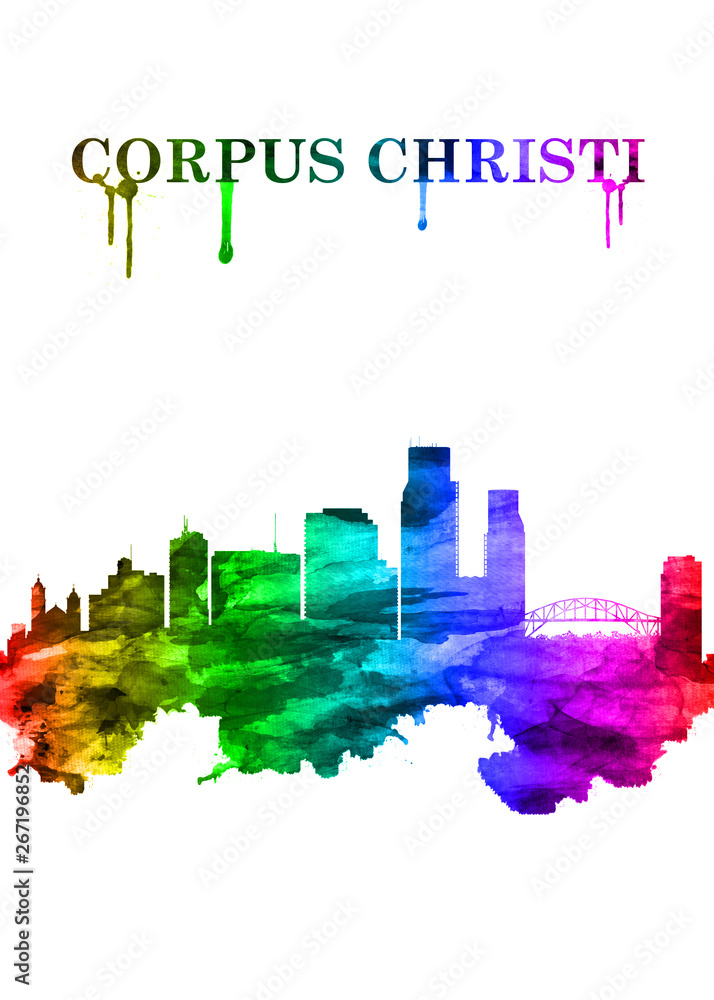 Obraz premium Corpus Christi skyline Portrait Rainbow