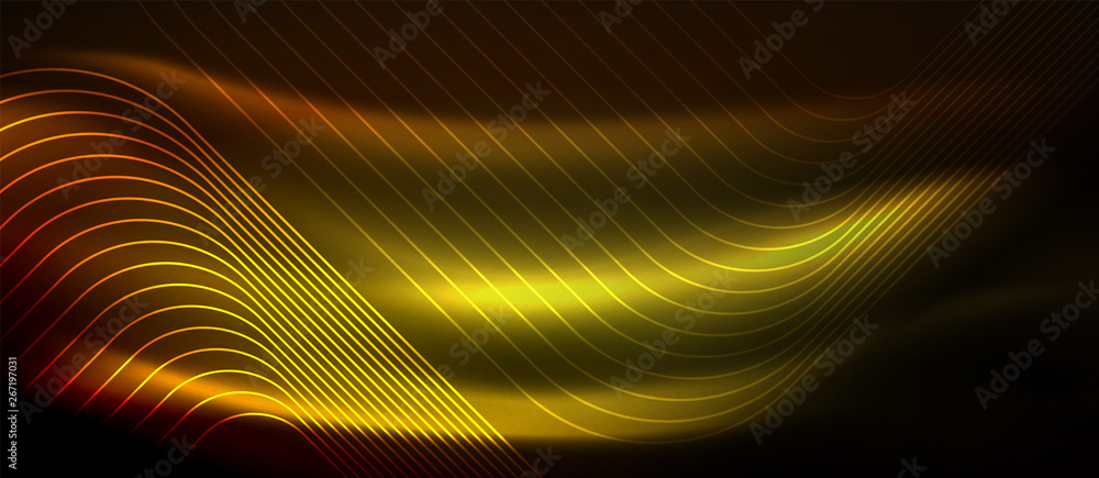 Neon square shapes lines on glowing light background Neon square shapes lines on glowing light background