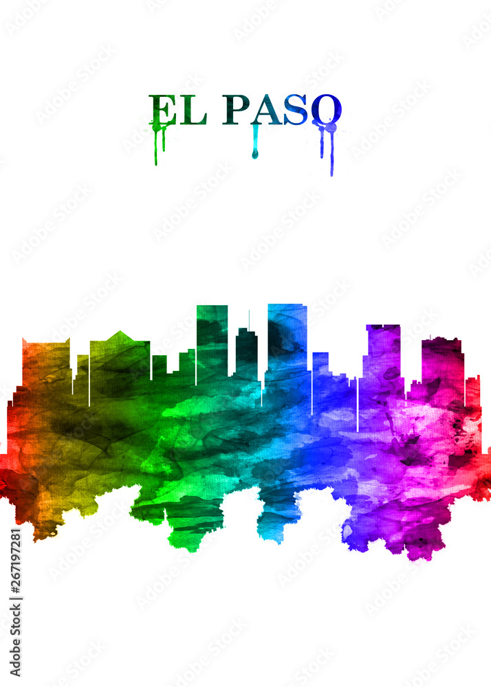 Fototapeta premium El Paso Texas skyline Portrait Rainbow