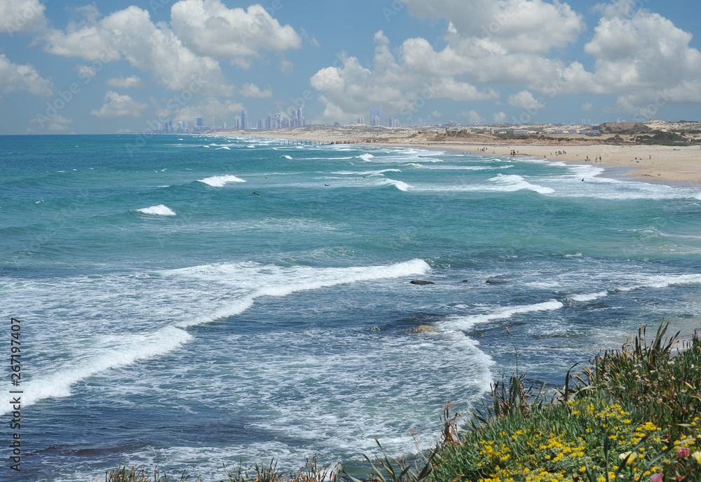 Bat Yam viewed from the Palmachim beach, Israel. Bat Yam viewed from the Palmachim beach, Israel.