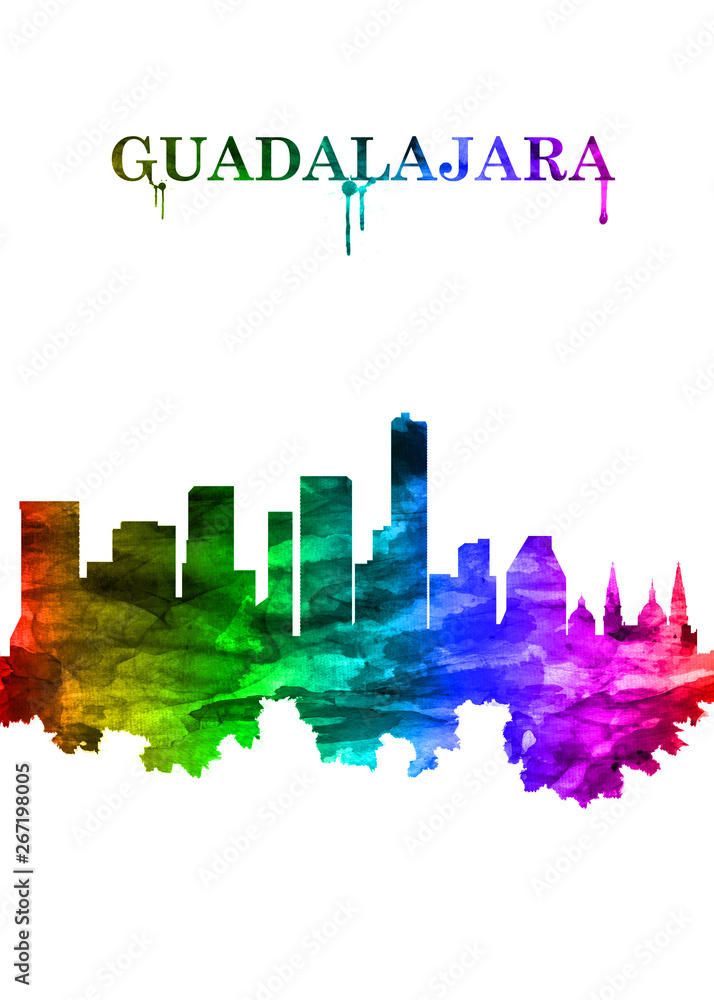 Obraz premium Guadalajara Mexico skyline Portrait Rainbow