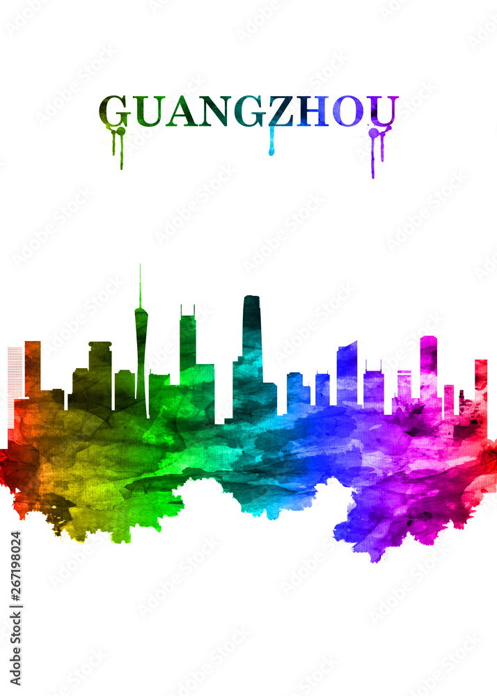 Obraz premium Guangzhou china skyline Portrait Rainbow