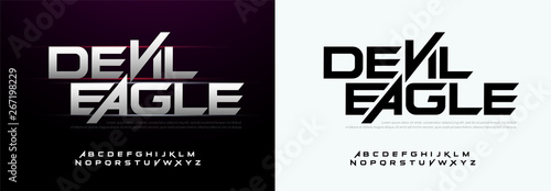 Modern sport typography fonts technology, digital, movie logo. Alphabet Silver Metal Regular Font. vector illustration