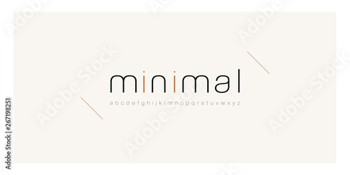 Minimal font creative modern alphabet. Typography thin line regular lowercase. minimalist style fonts set. vector illustration photo