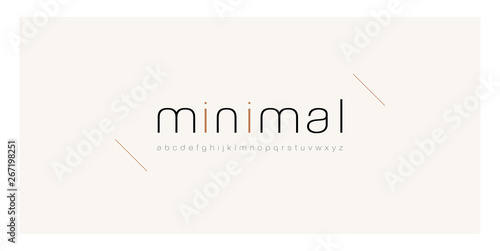 Minimal font creative modern alphabet. Typography thin line regular lowercase. minimalist style fonts set. vector illustration