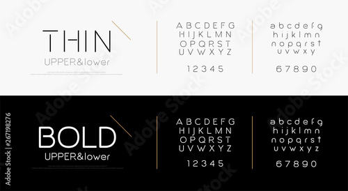 Elegant alphabet letters font set. Classic lettering typography fashion fonts thin, bold, uppercase, lowercase and number. vector illustration