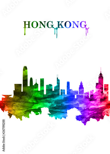 Hong Kong China skyline Portrait Rainbow