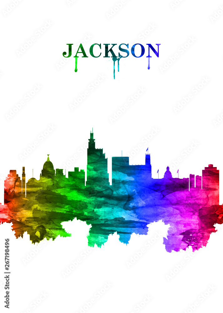Jackson Mississippi skyline Portrait Rainbow Jackson Mississippi skyline Portrait Rainbow