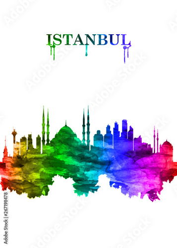 Istanbul Turkey skyline Portrait Rainbow