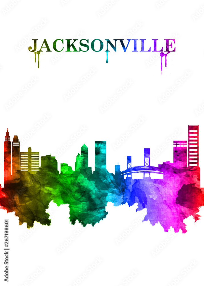 Obraz premium Jacksonville Florida skyline Portrait Rainbow