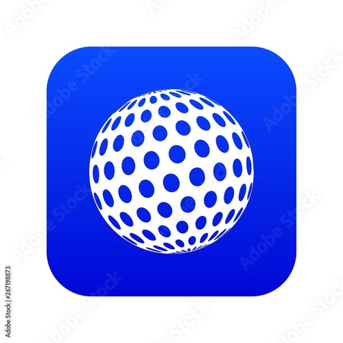 Golf ball icon blue vector isolated on white background