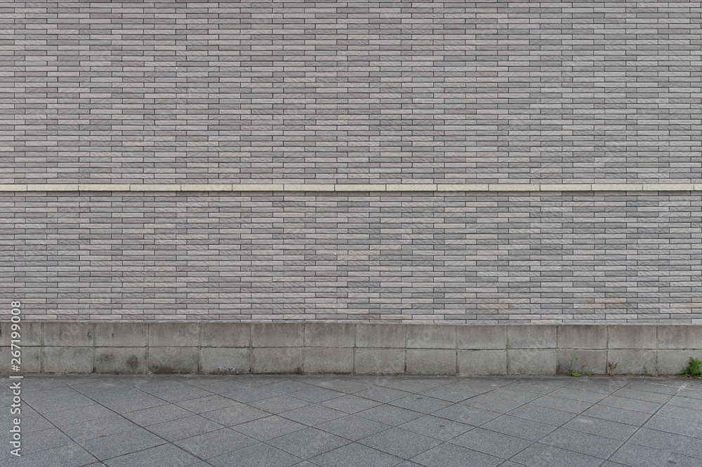 Fototapeta premium street wall background ,Industrial background, empty grunge urban street with warehouse brick wall