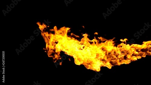 Fire flamethrower on black background.