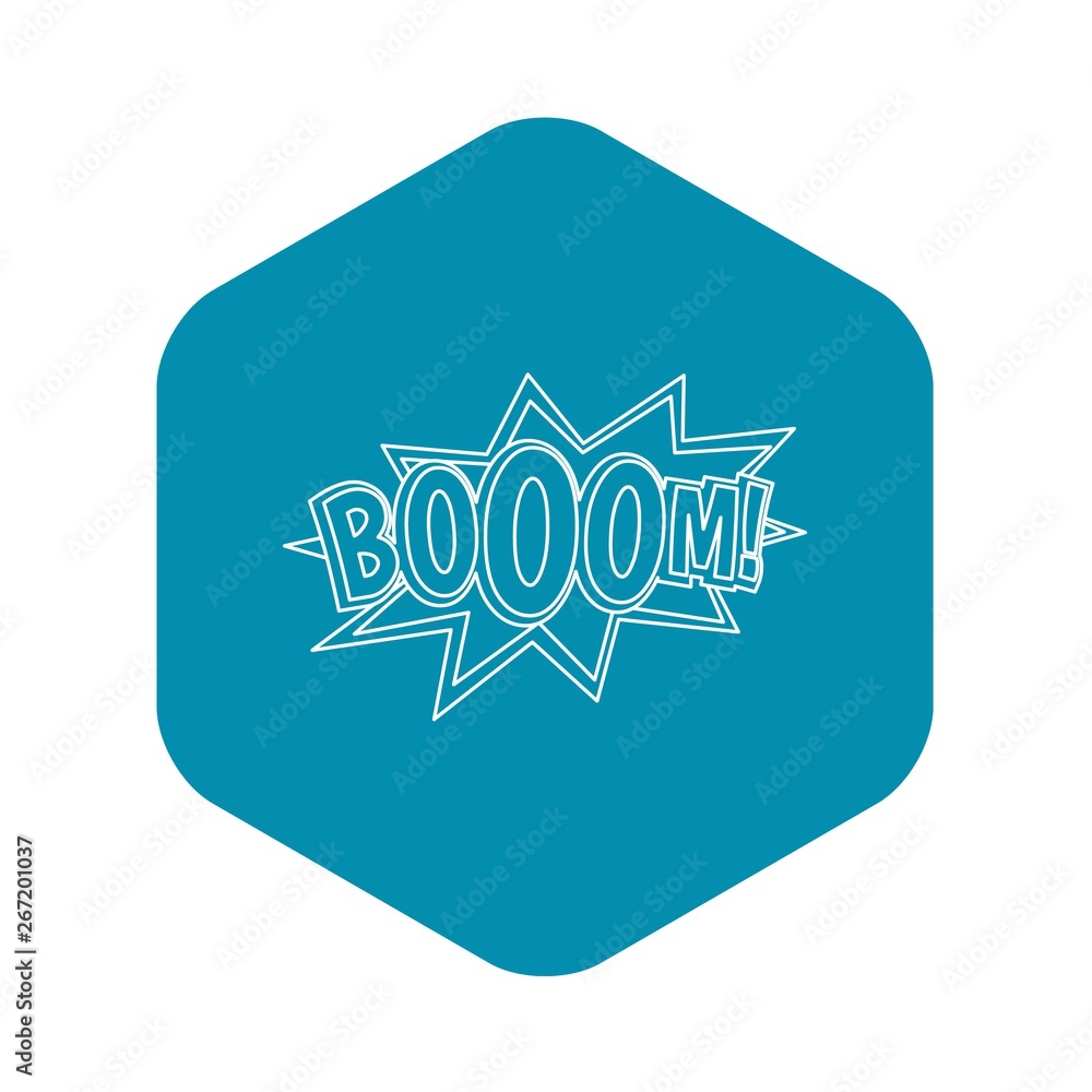 Boom, comic book explosion icon. Outline illustration of Boom, comic book explosion vector icon for web Boom, comic book explosion icon. Outline illustration of Boom, comic book explosion vector icon for web