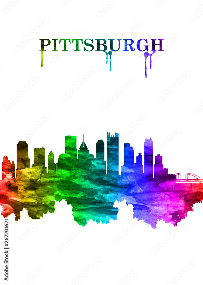 Pittsburgh Pennsylvania skyline Portrait Rainbow