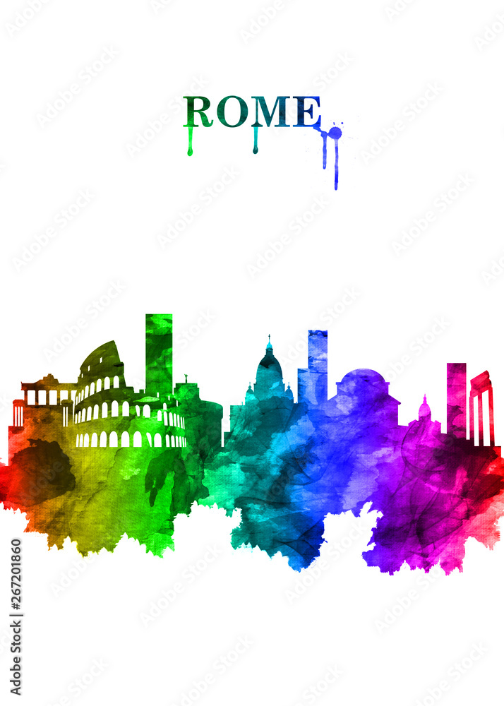Rome Italy skyline Portrait Rainbow