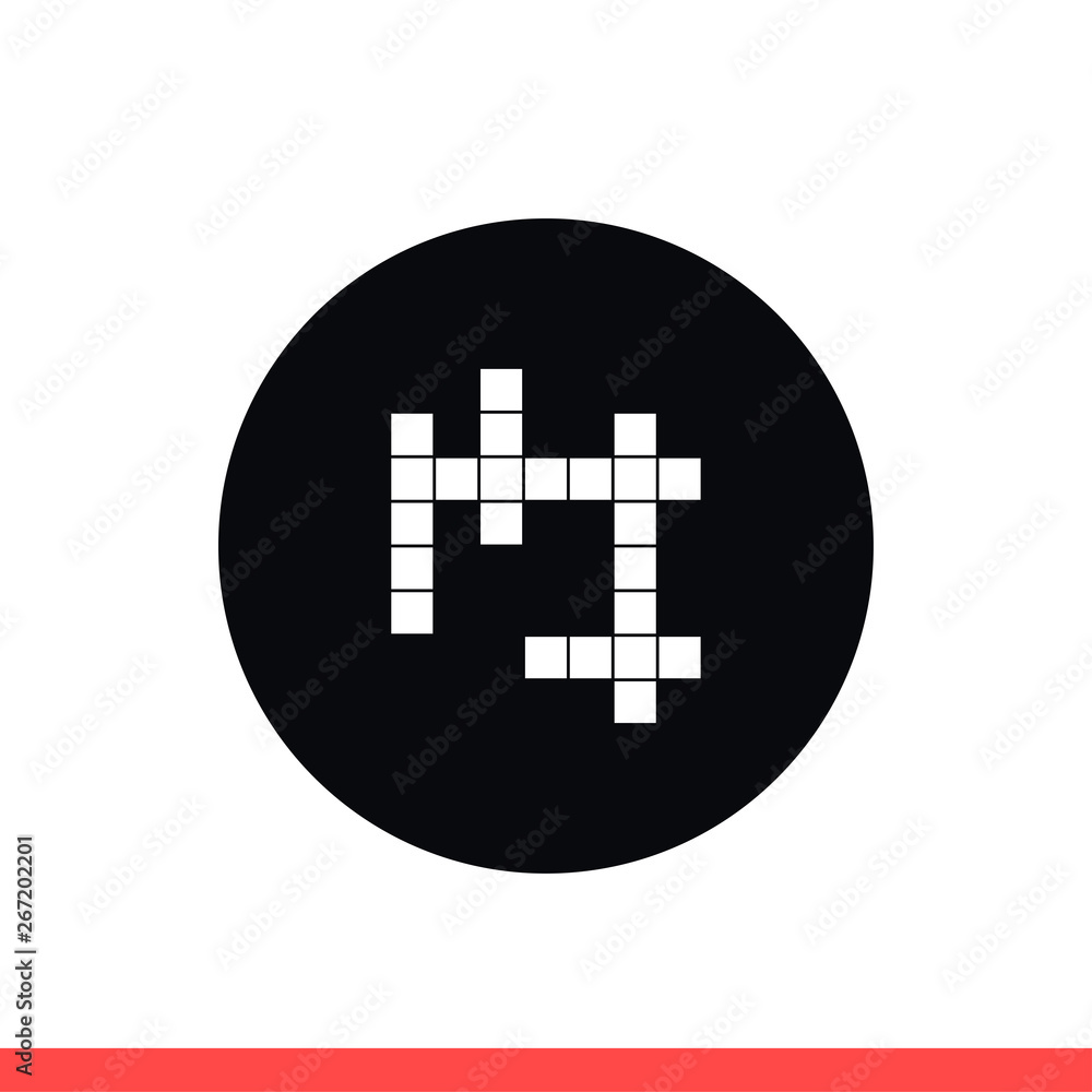 Fototapeta premium Crossword vector icon, intelligence symbol. Simple, flat design isolated on white background for web or mobile app