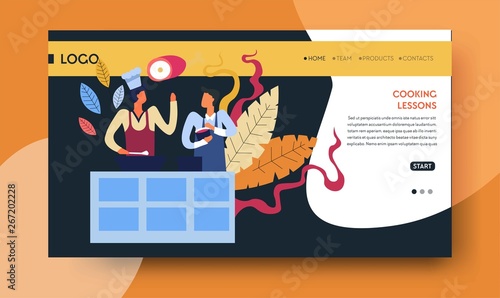 Cooking lessons online video course web page template