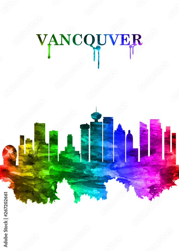 Vancouver Canada skyline Portrait Rainbow