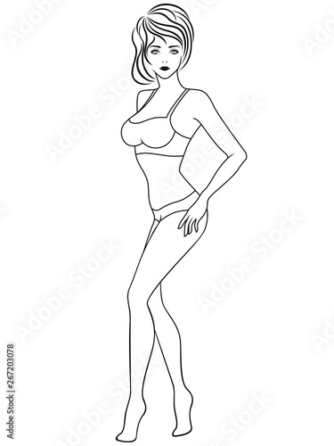 Slim lady in underwear