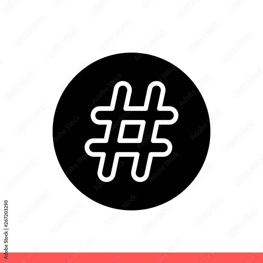 Fototapeta premium Hashtag vector icon, topic symbol. Simple, flat design isolated on white background for web or mobile app