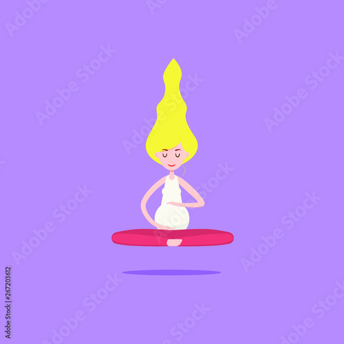 Meditating pregnant girl in the lotus position